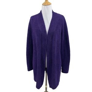 Daily Practice Cardigan Womens XS Extra Small Purple Teddy Fleece Open Front